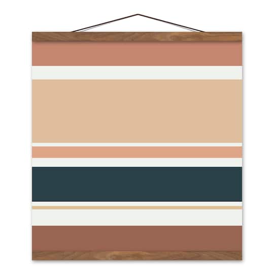 Multiple Stripes 16" x 16" Teak Hanging Canvas